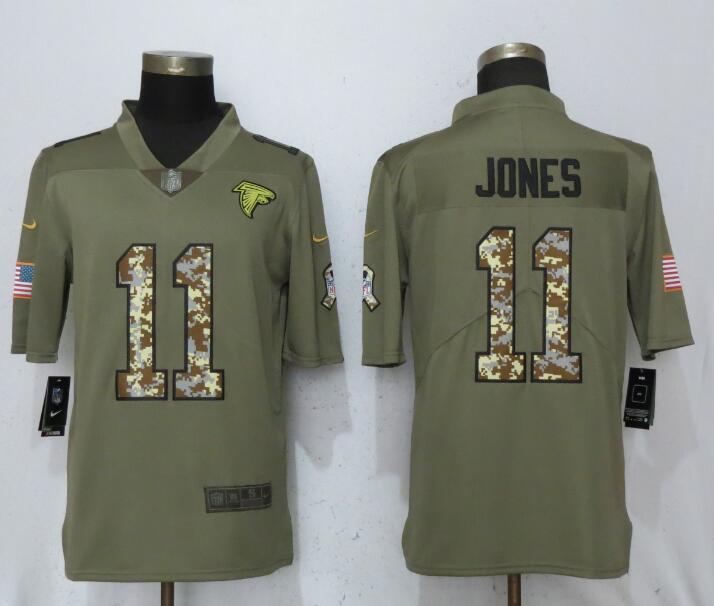 Men Atlanta Falcons #11 Jones Olive Camo Carson 2017 Salute to Service Limited Nike NFL Jerseys->carolina panthers->NFL Jersey